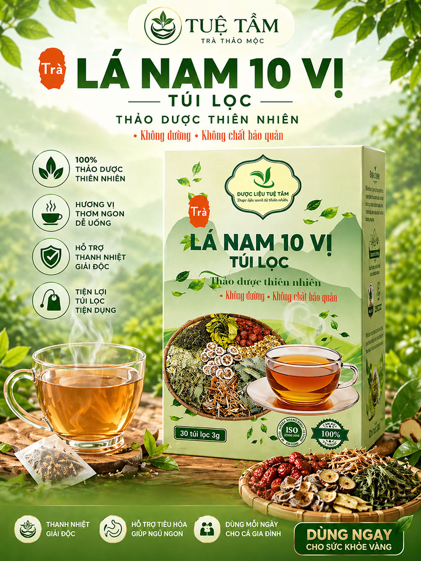 trà lá nam 10 vị thảo mộc